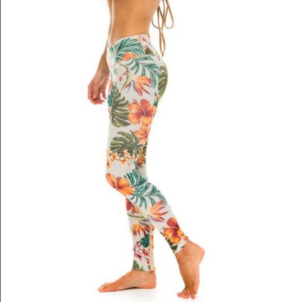 Aviator Nation Kauai Full Length, Regular Rise Leggings Womens XS, vintage white